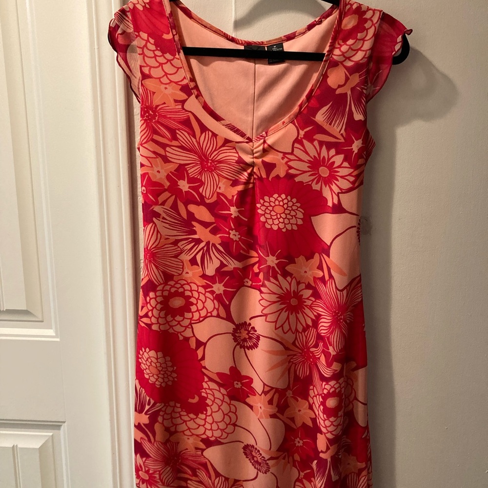 Red floral dress